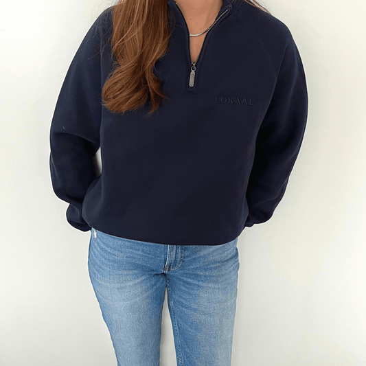 Lokaal unisex quarter-zip sweater, blue, green, sweater, comfy, fitted, casual, business casual