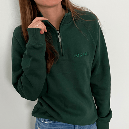 Lokaal unisex quarter-zip sweater, blue, green, sweater, comfy, fitted, casual, business casual